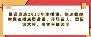 暴躁迪迪2023年主播課，快速教你掌握主播底層邏輯，開場留人塑品話術(shù)等，帶貨主播必學(xué)百度網(wǎng)盤插圖