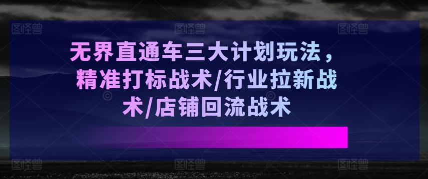 無界直通車三大計劃玩法，精準(zhǔn)打標(biāo)戰(zhàn)術(shù)/行業(yè)拉新戰(zhàn)術(shù)/店鋪回流戰(zhàn)術(shù)插圖