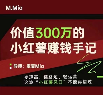 【抖音上新】價值300萬的小紅書賺錢手記 變現(xiàn)高、鏈路短、輕運營，這波“小紅薯風口”不能再錯過。