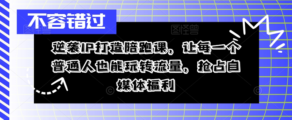 逆襲IP打造陪跑課，從0到1打造IP，精準(zhǔn)定位+高效起號，搶占自媒體福利插圖